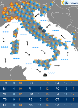 Previsioni  Meteo Mercoledi 4 Dicembre