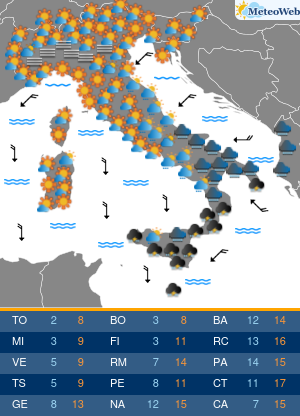 Previsioni  Meteo Giovedi 5 Dicembre