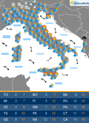 Previsioni  Meteo Sabato 7 Dicembre