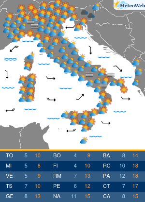 Previsioni  Meteo Mercoledi 11 Dicembre