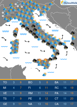 Previsioni  Meteo Sabato 14 Dicembre