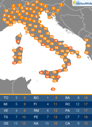 Temperature Massime Martedi 17 Dicembre