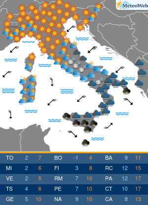 Previsioni Meteo Domenica 12 Gennaio