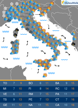 Previsioni  Meteo Giovedi 30 Gennaio