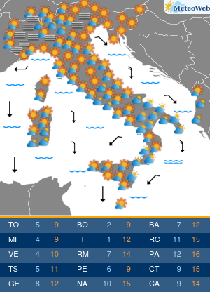 Previsioni  Meteo Martedi 4 Febbraio