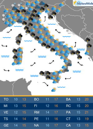 Previsioni  Meteo Mercoledi 12 Marzo