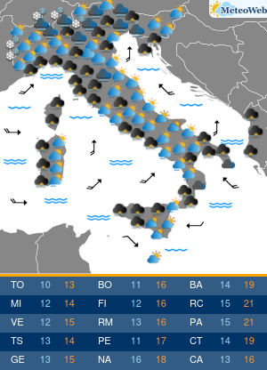 Previsioni  Meteo Mercoledi 12 Marzo