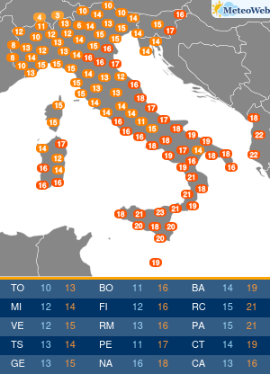 Temperature Massime Mercoledi 12 Marzo