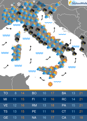 Previsioni Meteo Giovedi 13 Marzo