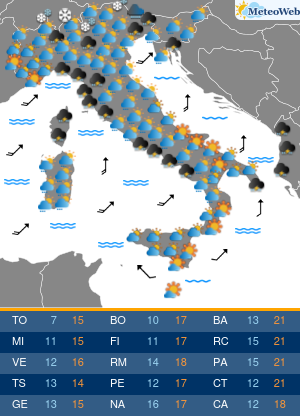 Previsioni  Meteo Giovedi 13 Marzo