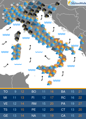 Previsioni  Meteo Venerdi 14 Marzo