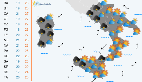 Previsioni  Meteo Mercoledi 25 Settembre