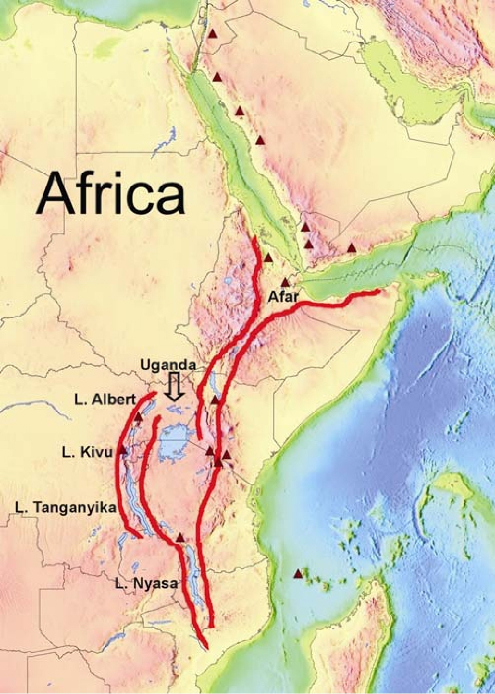 Восточно африканский разлом на карте африки