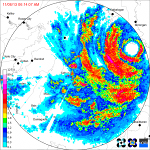 "Haiyan" poco prima del passaggio sulle Filippine centrali nelle immagini Radar