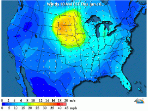 I venti molto forti che ieri spazzavano il North e South Dakota, con raffiche ad oltre i 100 km/h