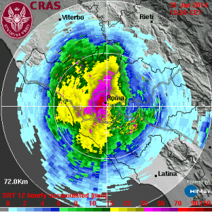 Le piogge delle ultime 12 ore intorno Roma