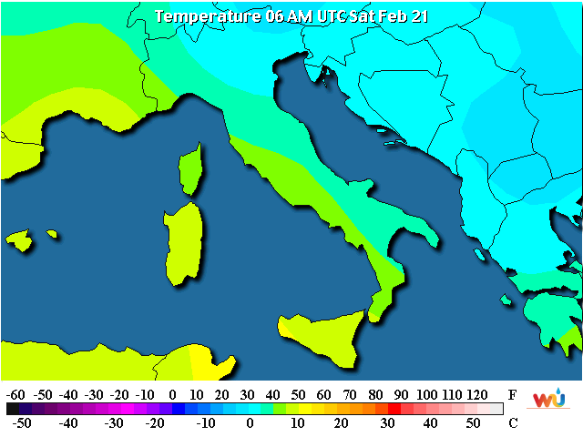 Le temperature minime di oggi in Italia 2 C a Pescara