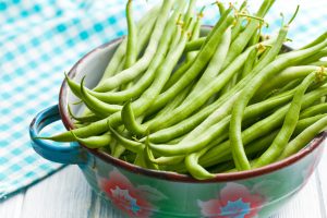 green beans on kitchen table