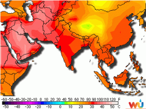 Il caldo molto intenso di questi giorni sui deserti del Medio Oriente