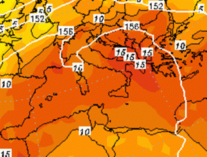 Le temperature ad 850hPa di mercoledì 11 novembre