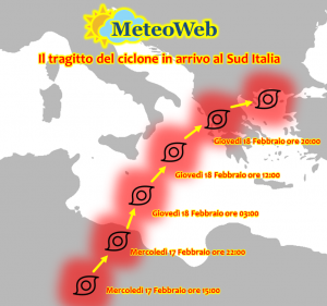 ALLERTA METEO CICLONE SUD ITALIA TRAIETTORIA