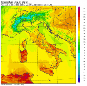 Le temperature di domani - Giovedì 31 Marzo 2016