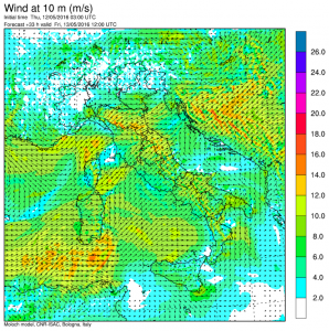 libeccio forte domani venerdì 13 maggio