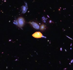 Credit: B. Saxton (NRAO/AUI/NSF); ALMA (ESO/NAOJ/NRAO); NASA/ESA Hubble