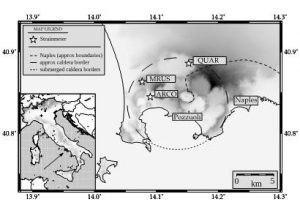 Figure 1: la caldera dei Campi Flegrei, con indicati gli strumenti utilizzati per lo studio