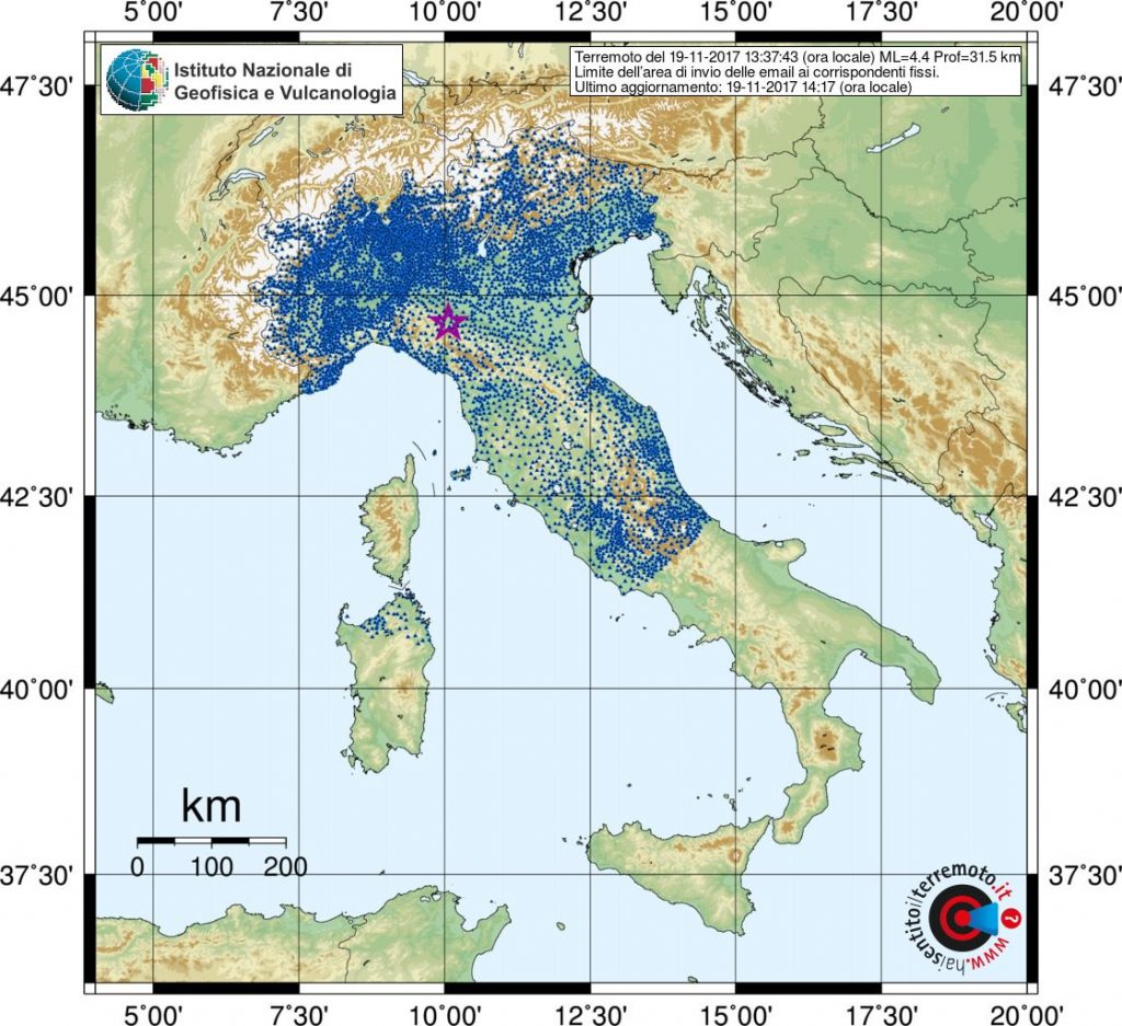 terremoto oggi nord italia