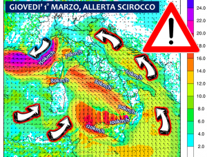 allerta meteo scirocco giovedì 1 marzo 2018