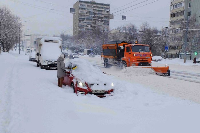 tempesta di neve a Mosca