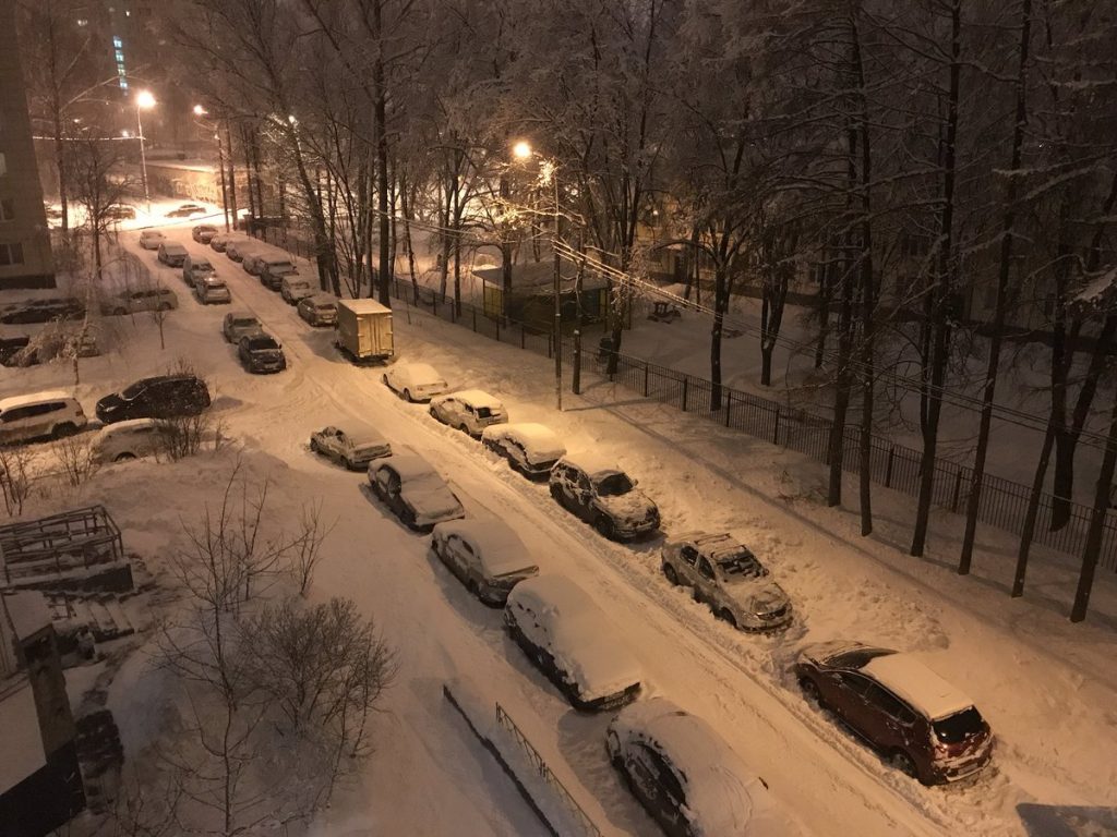 tempesta di neve a Mosca