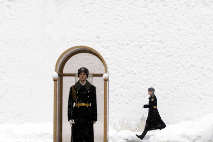 tempesta di neve a Mosca