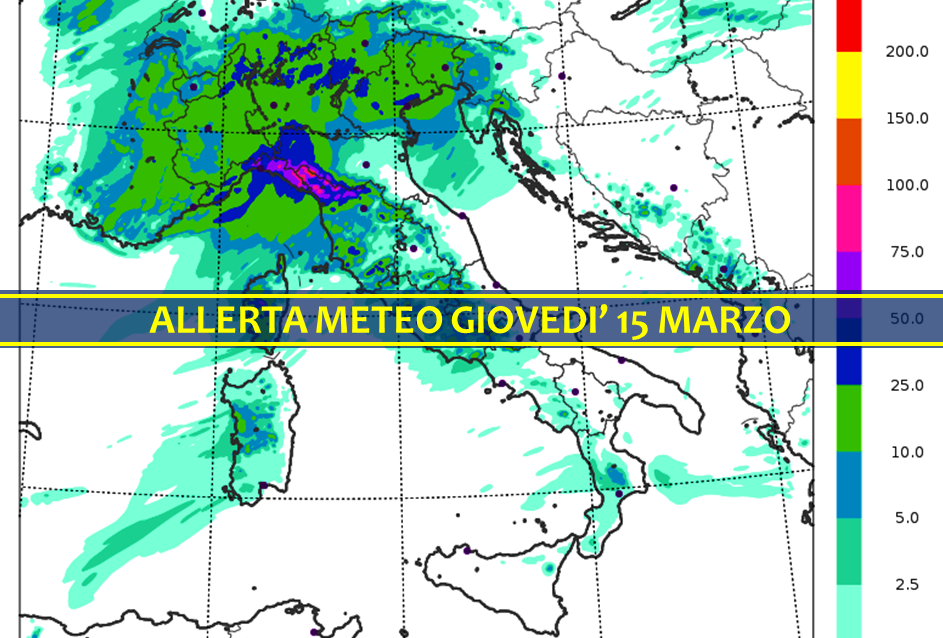 allerta meteo giovedì 15 marzo