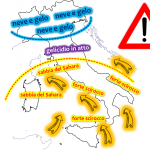 Allerta Meteo, Italia stretta nella morsa di Burian e Scirocco: al Nord tanta neve con -4°C in pianura, gelicidio al Centro mentre al Sud piove con +10°C a 2.000 metri