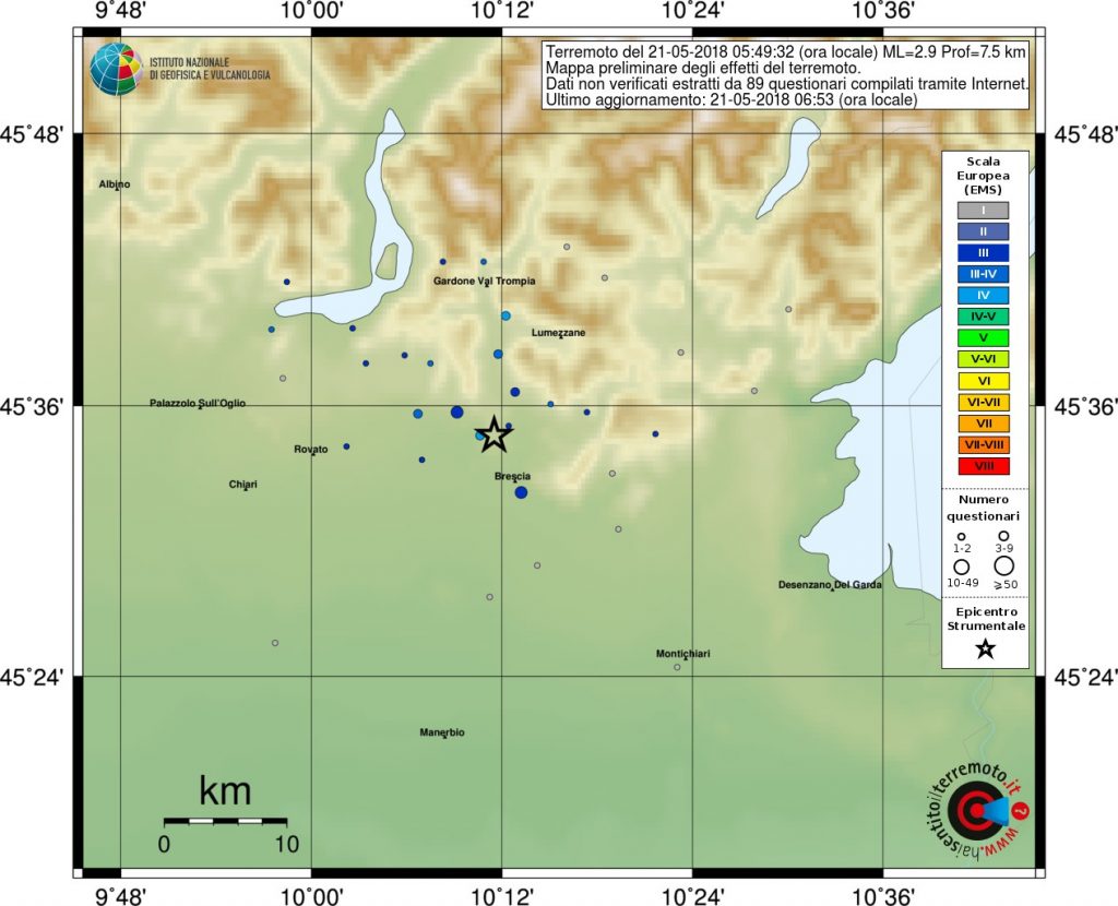 terremoto Cellatica Brescia