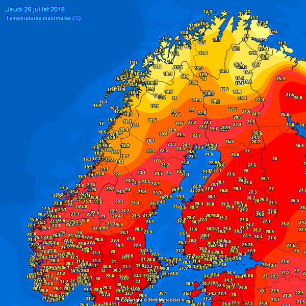 caldo temperature europa 26 luglio 2018