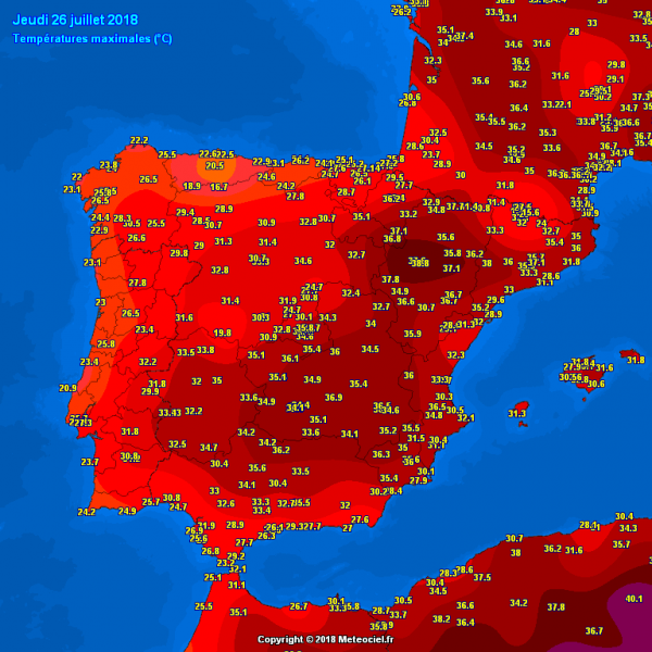 caldo temperature europa 26 luglio 2018