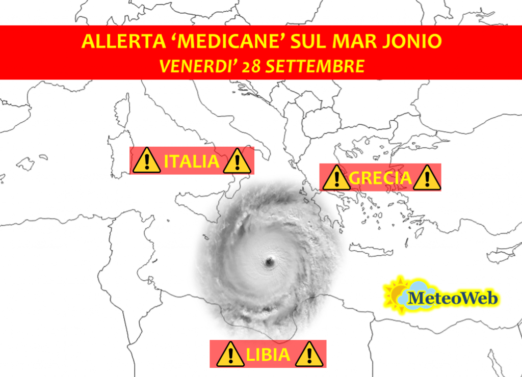 allerta medicane mar jonio venerdì 28 settembre