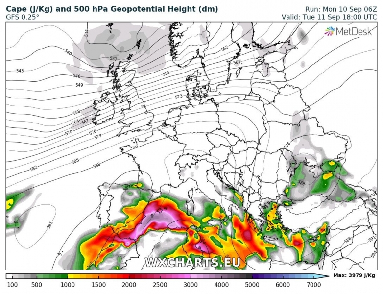 previsioni meteo europa 11 settembre CAPE