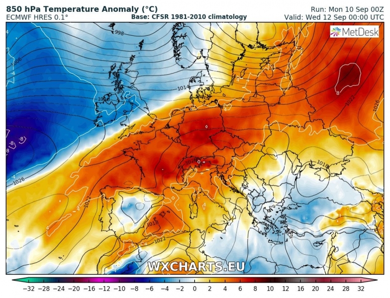 previsioni meteo europa 12 settembre anomalia temperature