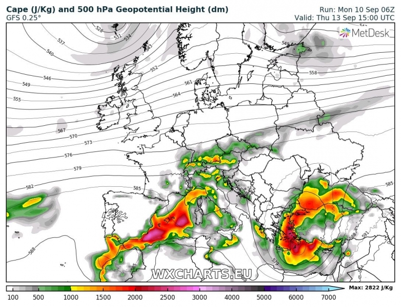 previsioni meteo europa 13 settembre CAPE