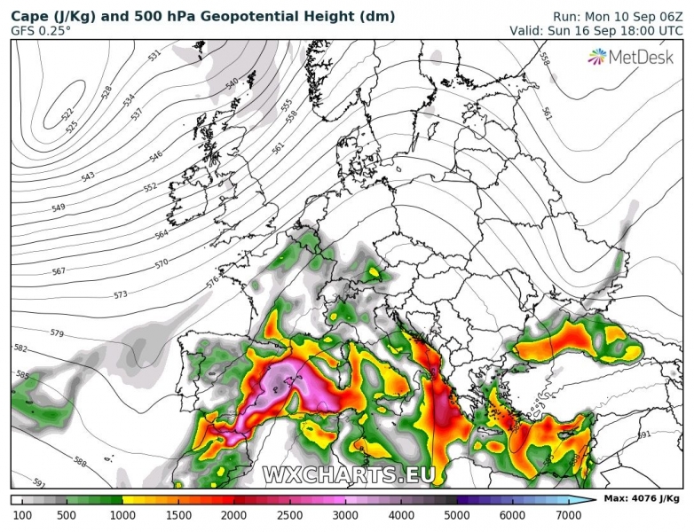 previsioni meteo europa 16 settembre CAPE