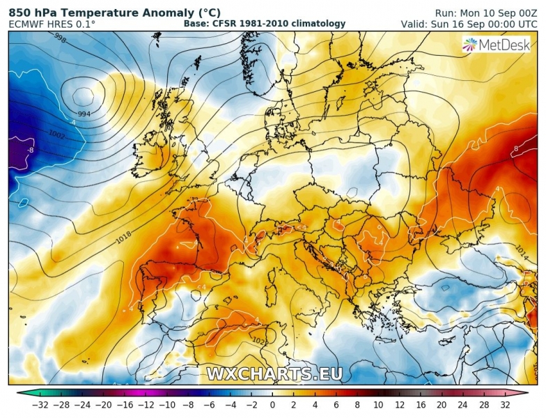 previsioni meteo europa 16 settembre anomalia temperature