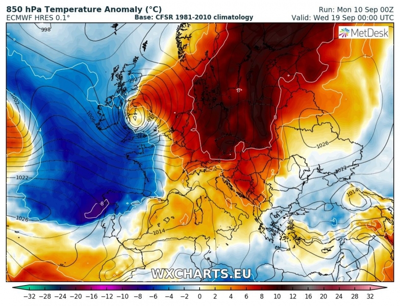 previsioni meteo europa 19 settembre anomalia temperature