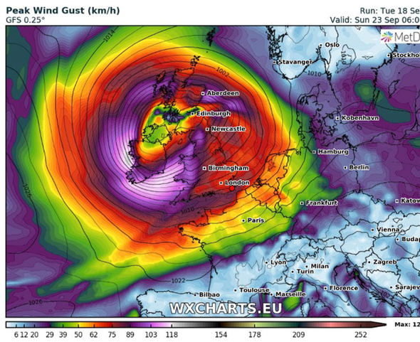 tempesta regno unito irlanda 23 settembre venti massimi