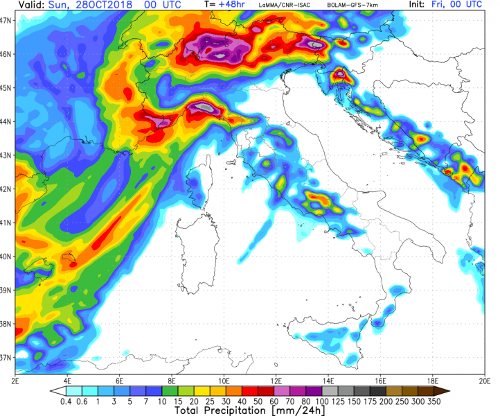 allerta meteo italia 28 ottobre precipitazioni totali