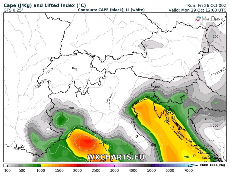 allerta meteo italia 29 ottobre CAPE