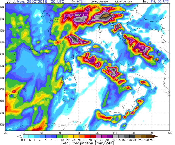 allerta meteo italia 29 ottobre precipitazioni totali